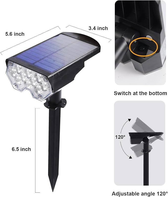 1 Pack Solar Powered Outdoor Spot Lights Outside Waterproof 20 LEDs Landscape Spotlights Dusk to Dawn for House Yard Tree, Plants, Walls, Path, Garden, Statues, Superior Accent Uplighting Cool White