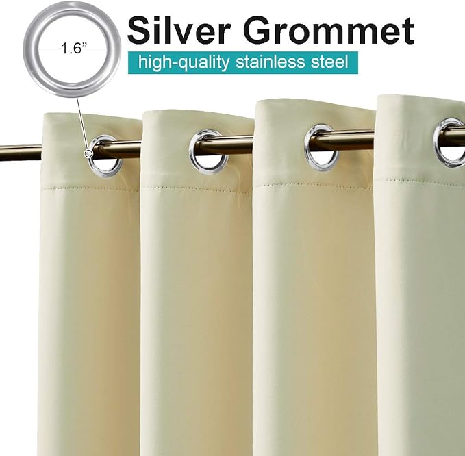NICETOWN Indoor & Outdoor Curtain for Porch Waterproof, Room Divider Thermal Insulated Blackout Extra Wide Sliding Door Blind for Gazebo/Front Porch, Beige, 1-Pack, 100 Inch Wide by 108 Inch Long