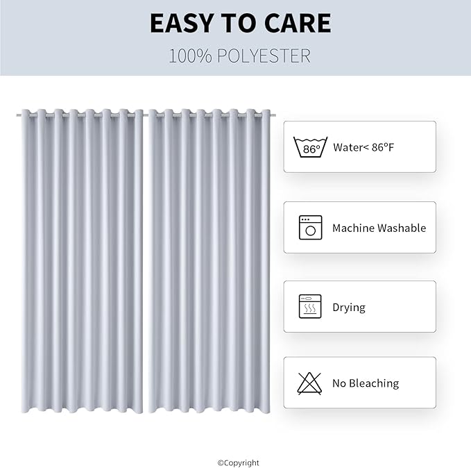Water Proof Outside Curtains with Grommet Top for Porch, W105 x L120 Extra Wide Thermal Insulated Washable Light Block Outdoor Divider Drapes for Patio Gazebo Deck Pool Area Pergola Cabana
