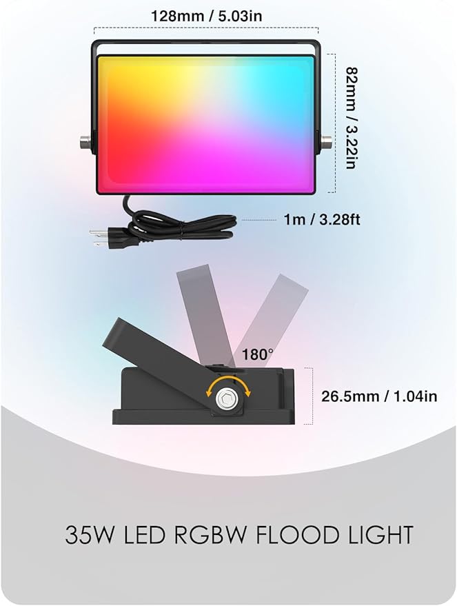 Onforu LED Flood Light Outdoor 35W Color Changing RGBW Floodlight with Remote, 2700K Warm White IP66 Stage Lighting Indoor Uplights for Events, Uplighting for Party 4 Pack