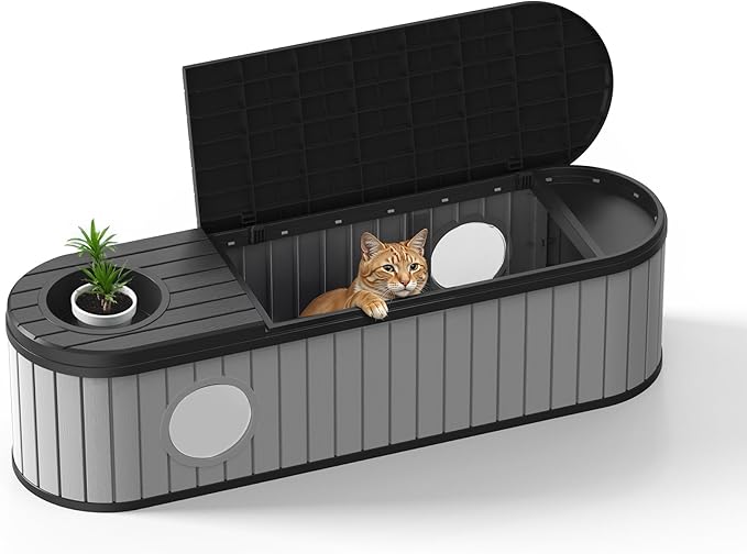 DRATO Outdoor Storage Box, Resin Deck Storage Box Waterproof Patio Storage Box for Indoor & Outdoor Use