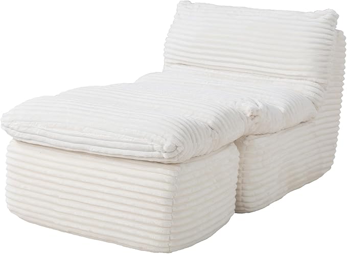 Boneless Chaise Lounge Chair Indoor, Adult Bean Bag Chair with Compressed Memory Foam, Comfy Back Support Sofa Bed Couch for Living Room Bedroom Office Apartment, No Assembly