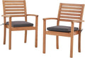 OC Orange-Casual Stackable Patio Dining Chairs Set of 2, Outdoor Acacia Wooden Chairs w/Armrest & Removeable Fabric Cushion, for Porch, Backyard, Garden, Indoor, Dark Grey