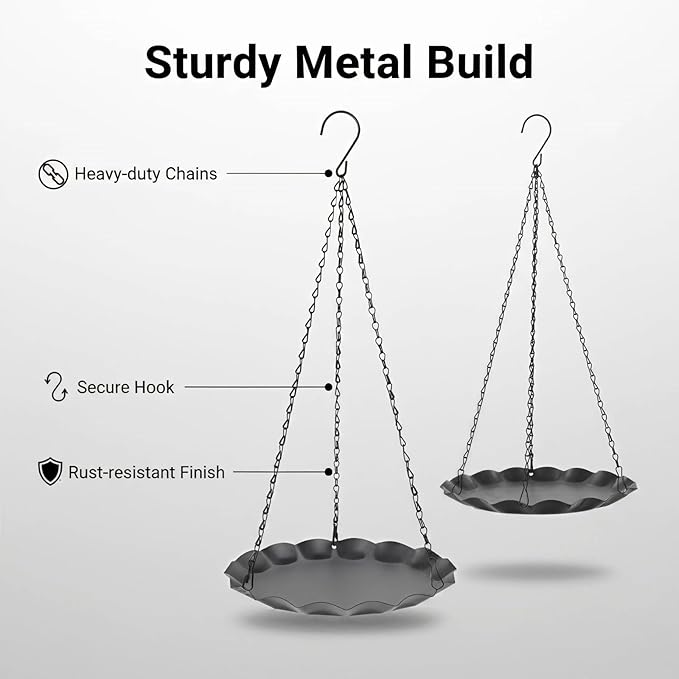 Hanging Planter for Indoor Outdoor, Plant Hanger, Hanging Plant Holder, Plant Pot Shelf Basket for Window Wall Ceiling Garden with Chains and Hooks, 2Pcs (Wavy Round)