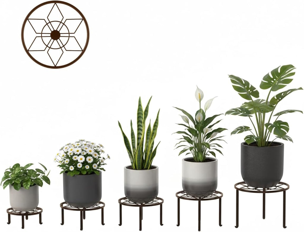 5-Pack Heavy Duty Flower Pot Stands Holder for Multiple Plant,Potted Plant Holder Round Plant Shelf for Planter for Living Room,Garden Home