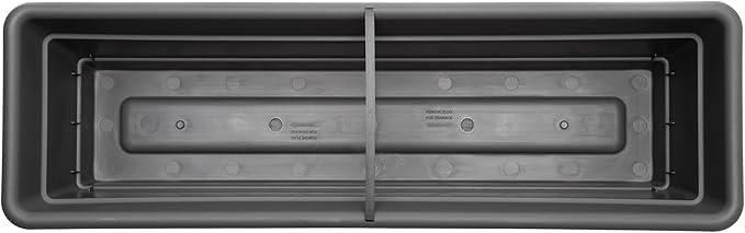 Bloem Dura Cotta Window Box Planter: 24" - Charcoal - with Tray, Weatherproof Resin Box, Removable Tray for Indoor & Outdoor Use, Gardening, 3 Gallon Capacity
