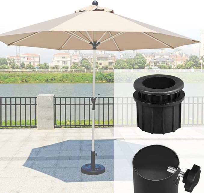 Patio Umbrella Parasol Base Stand Hole Ring Plug Cover Cap Insert with Adjust Knobs Suit for Dia 2 Inch Umbrella Pole Adapter