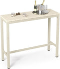 Outdoor Bar Table, 45" Patio Bar Height Counter Console Table, Waterproof HDPS Slatted Top, Weather Resistant, Hot Tub, Balcony, Yard, Indoor or Outdoor Use, Sand