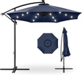 Best Choice Products 10ft Solar LED Offset Cantilever Hanging Market Patio Umbrella, 8 Sturdy Ribs, Easy Adjustment - Navy Blue