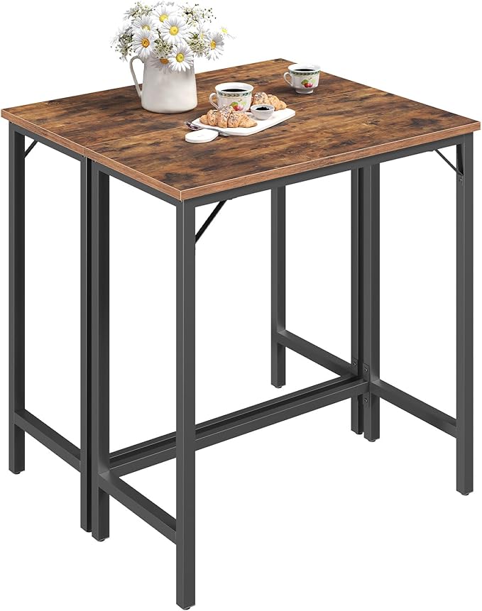 Narrow Bar Table, 63-Inch Pub Table for Dining Room, Counter Bar Tables with Sturdy Metal Frame, Connectable Bar Table, Multifunctional Console Table, Rustic Brown BTHR1601