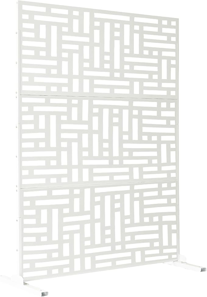 Oakland Living 6 ft. X 4 ft. White Freestanding Metal Privacy Screen Room Divider