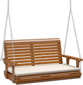 VINGLI Outdoor 4 FT Porch Swing, Heavy Duty 880 LBS Wooden Patio Swings with Cushions, Farmhouse Style Hanging Bench with Adjustable Chains for Yard | Garden | Lawn | Balcony, Brown