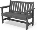SERWALL Outdoor Bench, HDPE Outdoor Benches Weatherproof, 2-Person Garden Bench with 660 lbs Weight Capacity, Patio Benches for Outdoors, Garden, Porch, Backyard and Park, Grey
