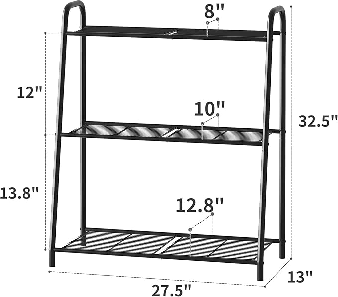 Metal Plant Stand Indoor Outdoor for Multiple Plants,3 Tier Plant Shelf,Large Heavy Duty Flower Holder Ladder Plant for Living Room, Patio, Balcony (Black)