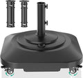 Umbrella Base with Wheels, Umbrella Stand Base Heavy Duty 100lb Windproof, Fillable Umbrella Base Mobile Square Umbrella Stand Outdoor Base for Patio, Deck, Poolside, Lawn, Fits Most Sized Umbrellas