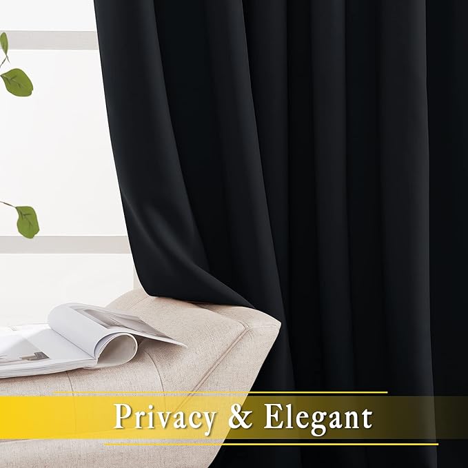 NICETOWN Black Out Sliding Door Curtain 102 inches Long, Grommet Thermal Insulated Patio Door Curtains Room Divider Drape Window Treatment for Bedroom/Living Room, 1 Panel, W80 x L102