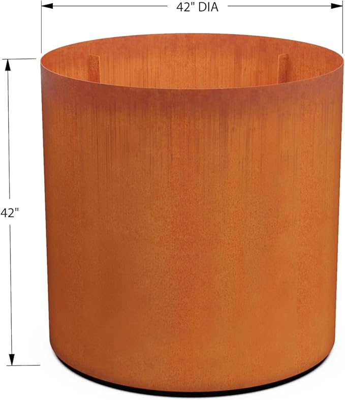 PLANTERCRAFT Corten Steel Metal Planter Box, Round Sizes, Modern Garden Steel planters for Commercial and Residential Outdoor Use.