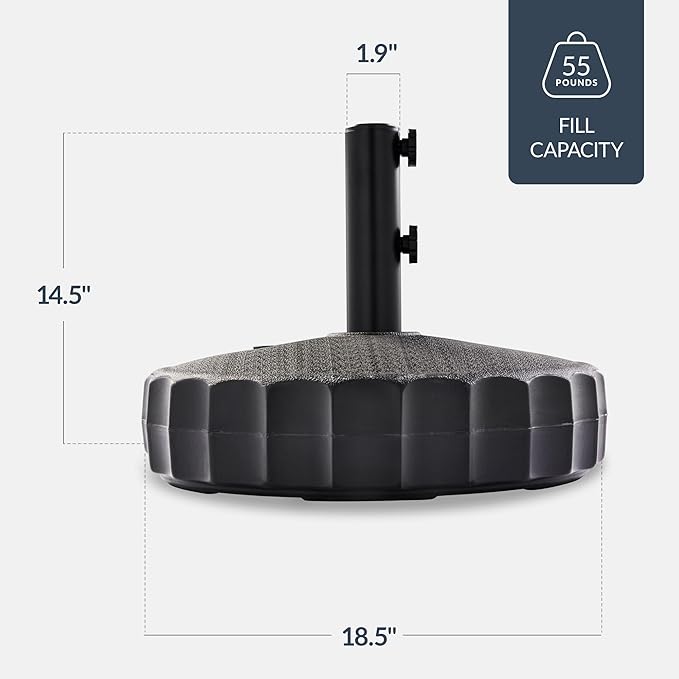 Best Choice Products Fillable Umbrella Base Stand Fluted Design Plastic Patio Umbrella Base Stand, Pole Holder for Outdoor, Lawn w/ 55lbs Weight Capacity, Adjustment Knob