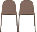2xhome Parent Modern Stackable Armless Dining Chair | Plastic Shell Seat with Metal Legs | Indoor or Outdoor Use | Home Kitchen Patio (2, Brown, Padded Seat)