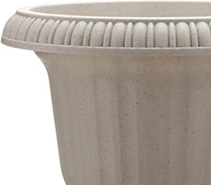 Southern Patio 2 Pack Utopian Urn Planter, Large 14 Inch Outdoor Pot, Lightweight Garden, Entryway, or Walkway Accessory with UV-Coated Finish, Stone