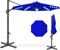 Best Choice Products 10ft Solar LED Cantilever Patio Umbrella, 360-Degree Rotation Hanging Offset Market Outdoor Sun Shade for Backyard, Deck, Poolside w/Lights, Easy Tilt, Cross Base