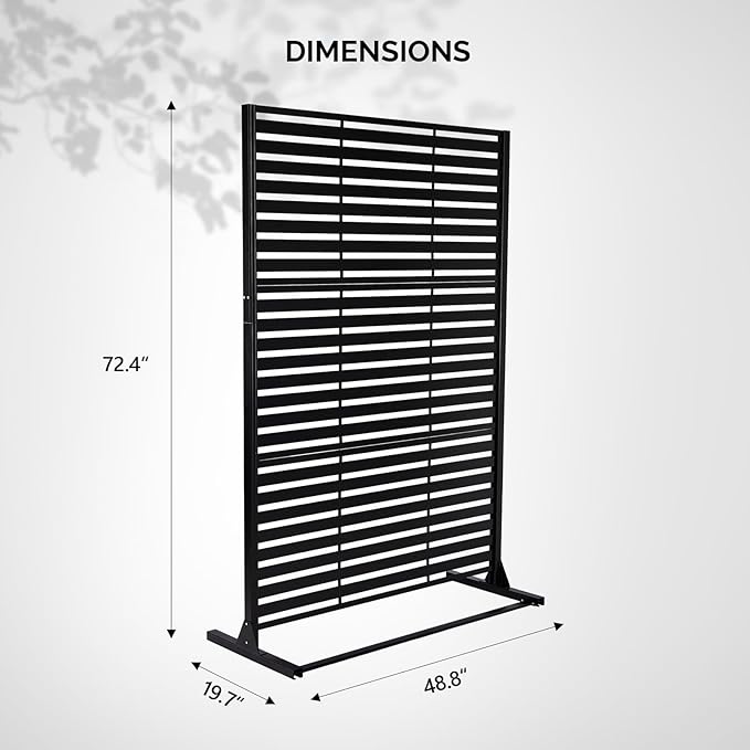 VINGLI Metal Privacy Screen for Outdoor, 72" x 49" Freestanding Privacy Fence Panels, Decorative Room Divider for Patio, Deck, Balcony, Pool
