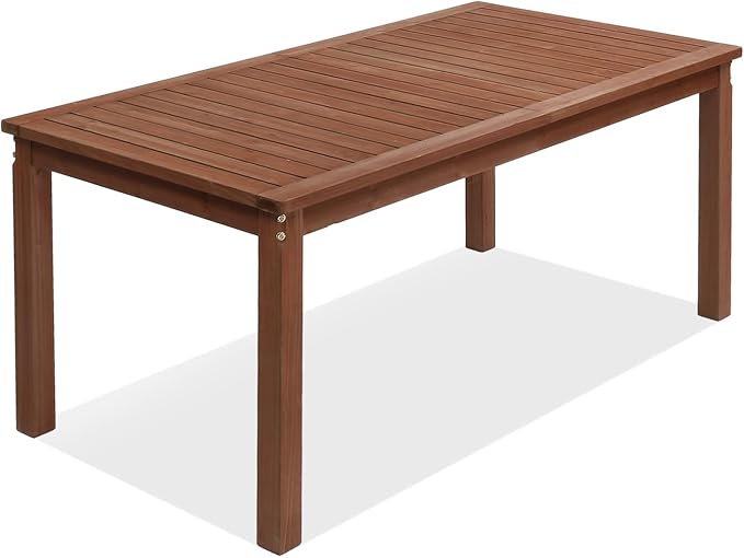 VINGLI 69-inch Large Outdoor Wood Dining Table for Patio, Solid Wood Patio Table Waterproof Wooden Table for Garden, Backyard, Deck - Durable Yard Furniture