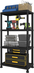 Plastic Storage Shelves, 11.8" D x 23.62" W x 52.56" H Plastic Shelves for Storage, 4-tier Shelving Unit, Storage Rack, 264 lbs, Bathroom, Laundry, Garage & Home