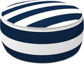 LVTXIII Indoor/Outdoor Inflatable Ottoman with Handle D21 x H9 Inch, Weather-Resistant Round Footstool Pouf for Patio Camping Living Room, Portable Footrest Extra Seating, Cabana Navy