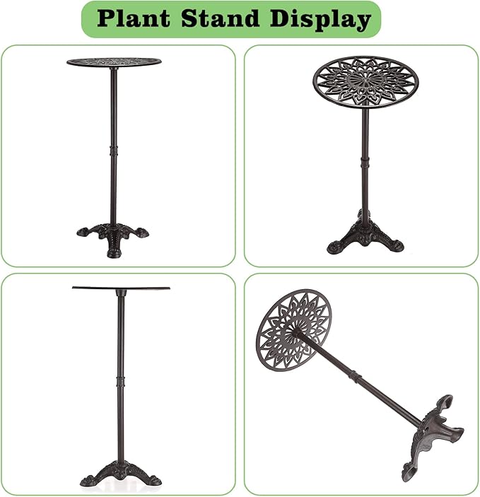 OwnMy Cast Iron Tall Plant Stand Heavy Duty Vintage Flower Pot Holder Stand, Decorative Round Potted Plant Holder Rack, Indoor Outdoor Metal Plant Holder Wrought Iron Large Plant Stand for Home Garden