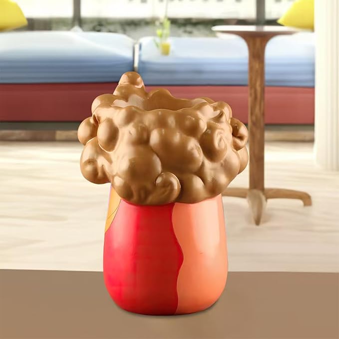 TOZLU Picasso Brutalist Beauty Face Flower Pot Ornaments Head Planter Pots Container Colorful Face Art Resin Flower Pot (Curly Haired Girl)