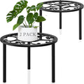 TOSKING 2-Pack Heavy Duty Metal Plant Stands - 10-inch Decorative Round Plant Stand, Adjustable Leveling Feet & Rust-Resistant Finish for Indoor/Outdoor Use