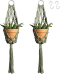 Artilady Macrame Hanging Planter for Indoor Plants, Boho Woven Plant Hanger Large Hanging Flower Pot Holders Outdoor Baskets Storage Green Wall Decor (Olive Green-2pcs)