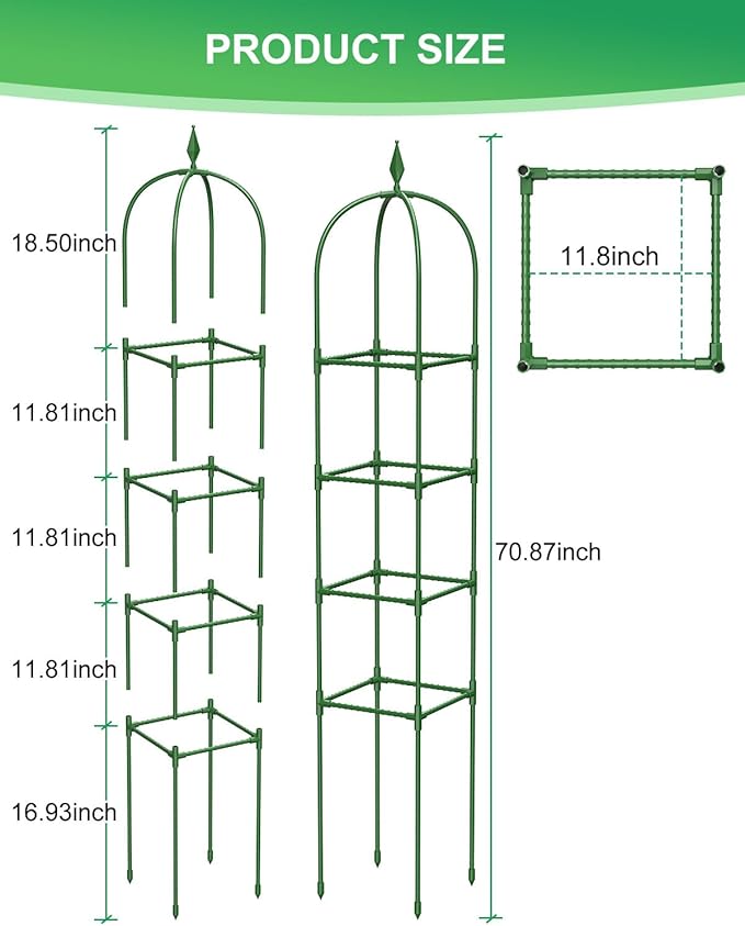 Garden Trellis for Climbing Plants Outdoor & Indoor - 6Ft Tall Rustproof Plant Support Cage for Vines, Flowers, Vegetables, Roses | Heavy-Duty, Adjustable & Decorative (3)
