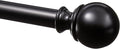Amazon Basics Sturdy Adjustable Curtain Rod for Windows with Round Finials, 1-Inch, 72" to 144", Black, 1-Pack