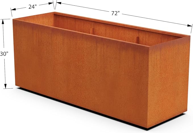 Plantercraft Large Rectangular Planters for Outdoor Plants - 72x24x30 Inch Corten Steel Planter, Extra Large Metal Planter Box for Patios, Decks & Privacy Screens, Arrives Fully Assembled