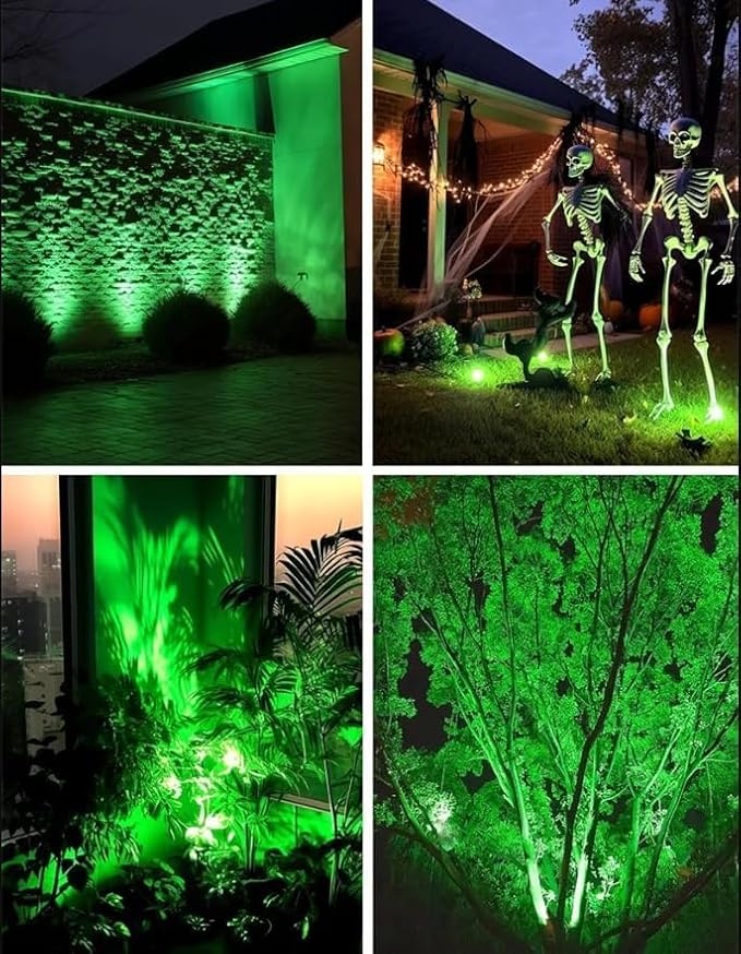 Halloween Christmas Outdoor Spotlights Green Landscape Lights Outdoor Spotlight,1 Pack 110v Plug-in Outdoor Waterproof Green Halloween Christmas Spotlights for Garden Pathway Tree Yard