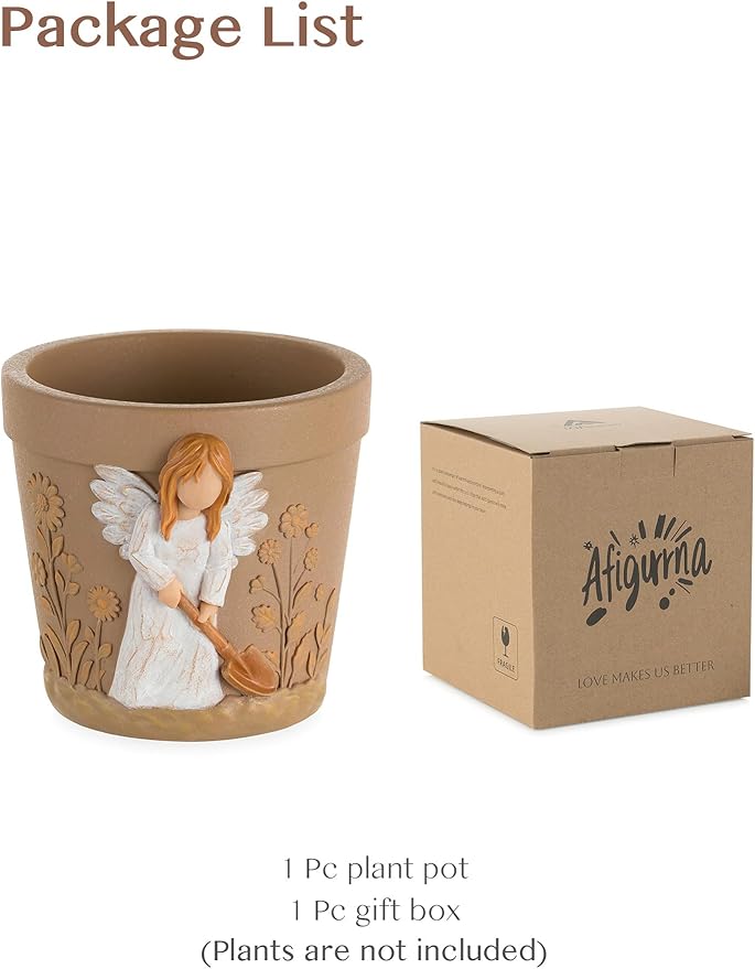 Gardening Gifts for Women: Hand-Painted 3D Art Planter for Plant Lover - Angel Planter Gift for Gardener - Cute Succulents Plant Pot Garden Gift for Master Avid Gardener Grandma Mom Christmas