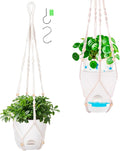 2-Pack 5.7-Inch Self-Watering Hanging Planters for Indoor & Outdoor Plants,34Inch Macrame Hanger Plant Pots Indoor with Drainage,Small Hanging Planters & Baskets,With Two Sets of Hooks（Pure white）