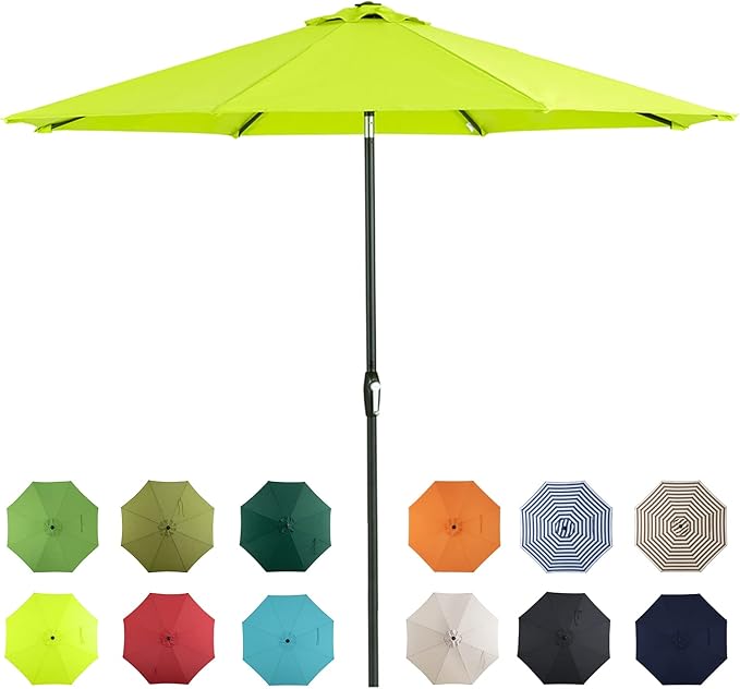 Tempera Patio Market Outdoor Table Umbrella with Auto Tilt and Crank, Large Sun Umbrella with Sturdy Pole & Fade Resistant Canopy, Easy to Set