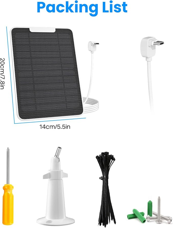 5W Arlo Solar Panel Charger Compatible with Arlo Essential Spotlight/XL Spotlight Camera, Arlo Essential Solar Panel Charger w/ 10ft Waterproof Micro USB Charging Cable, Adjustable Wall Mount, 4 Pack