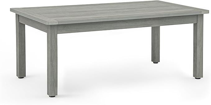 LUE BONA Outdoor Coffee Table, HDPS Patio Coffee Tables for Outside Rectangle, Adjustable Levelling Feet/Weather Resistant, Patio Table for Deck, Pool, Balcony, Indoor or Outdoor Use, Gray