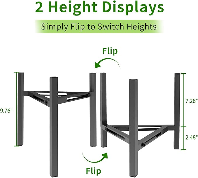 Airpark Plant Stand Indoor, Adjustable Metal Modern Plant Stands, Heavy Duty Stable Plant Pot Flower Holder Indoor Outdoor Corner, Fit 7 8 9 10 11 12 inch Pots, Black (Pot & Plant Not Included)