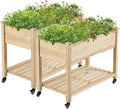 Yaheetech 42x23x33in Wooden Raised Garden Bed with Wheels Horticulture Flower Planter Boxes Elevated Vegetables Growing Bed for Grow Herbs and Vegetables, 2 PCS