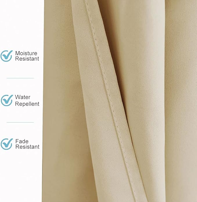 RYB HOME Outdoor Curtains 108 inches Long - Waterproof Privacy Blackout Indoor Outdoor Deck for Patio Door Divider Backdrop Lanai Pavilion Pergola, W 84 x L 108, 1 Pc, Biscotti Beige