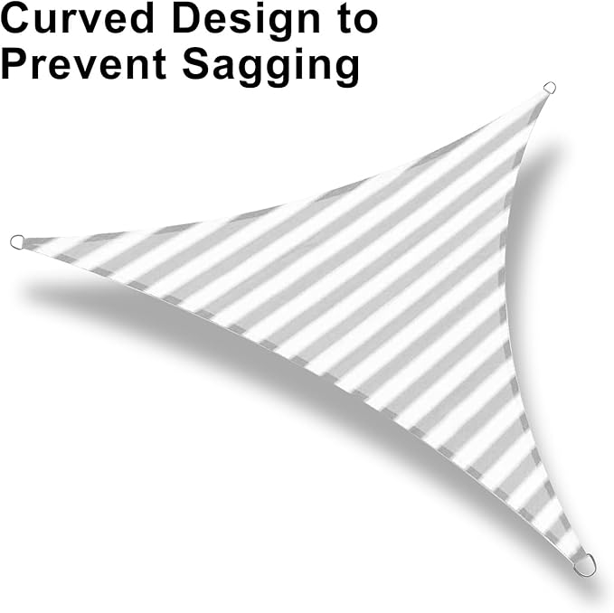 LOVE STORY 16' x 16' x 16' Triangle Grey-White Sun Shade Sail Canopy UV Block for Outdoor Patio Garden Backyard