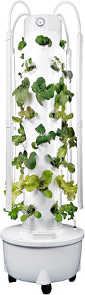 HX Aeroponic Tower | High Capacity Tower | Hydroponics Growing System Kit | Food Grade with 40 Net Pots (with LED Grow Lights)