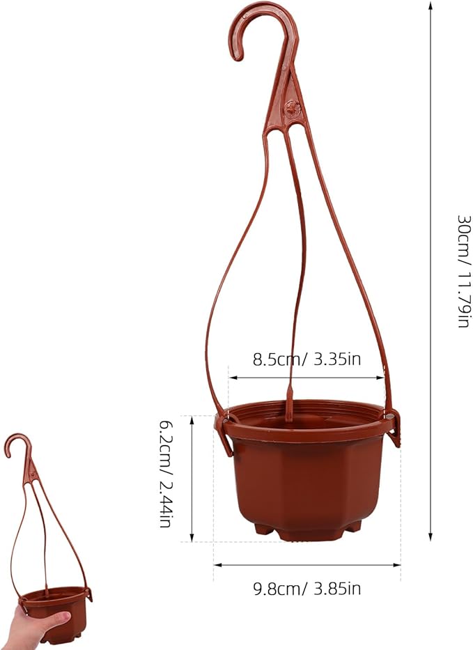 YARNOW 10 Pack Plastic Hanging Planters with Drainage Holes & Chains, 3.5 Inch Hanging Pots for Plants Indoor Balcony Garden Patio