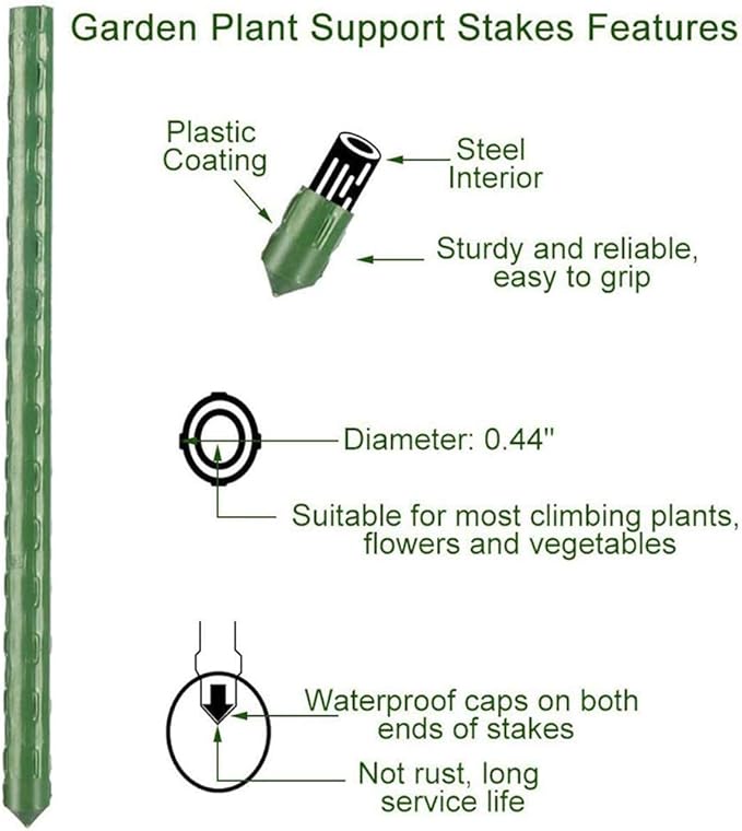 2Feet 24inch Garden Stakes Sturdy Plant Sticks Support Tomato Stakes for Vegetable,Pack of 20