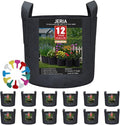 JERIA 12-Pack 10 Gallon Grow Bags, 300G Thickened Nonwoven Garden Pots,Heavy Duty Fabric Pots with Reinforced Handles